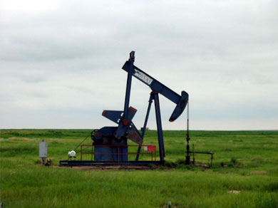 An oil well in the fields