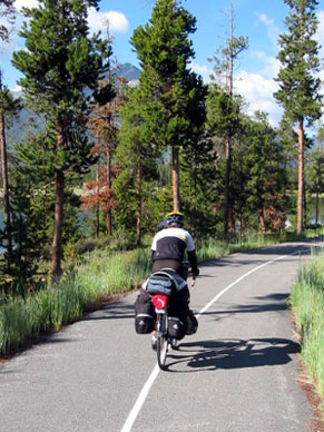 Mickey on a bike path near Frisco