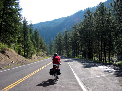 Steve riding in the Salmon River valley