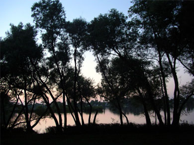 Sunset at a reservoir