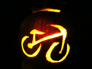 The jack-o-lantern we carved in the church courtyard