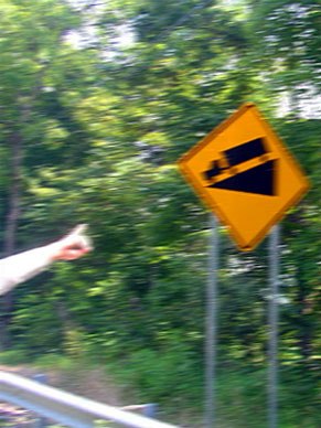 Shannon pointing out our favorite sign