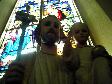 A statue inside of St. Rose
