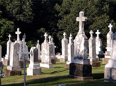 A cemetery in the hills