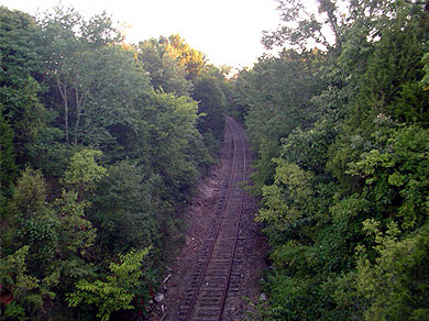 Railroad tracks leading into Saint Genevieve