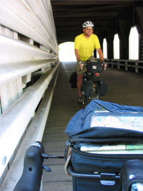 Steve at a covered bridge