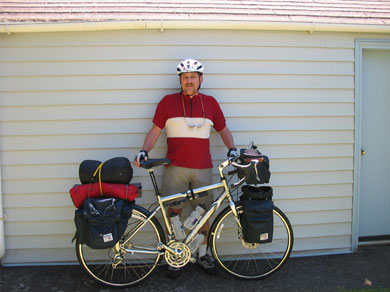 Steve with bike at the beach house