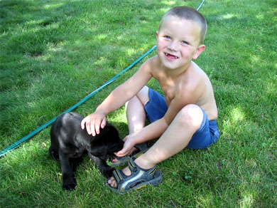 A kid and his dog in Mitchell