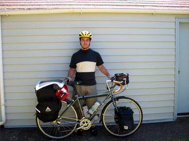 Mickey with bike at the beach house