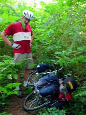 Steve on an overgrown path