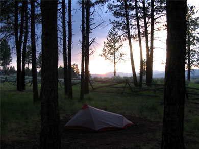 Mickey’s tent at Phillips lake