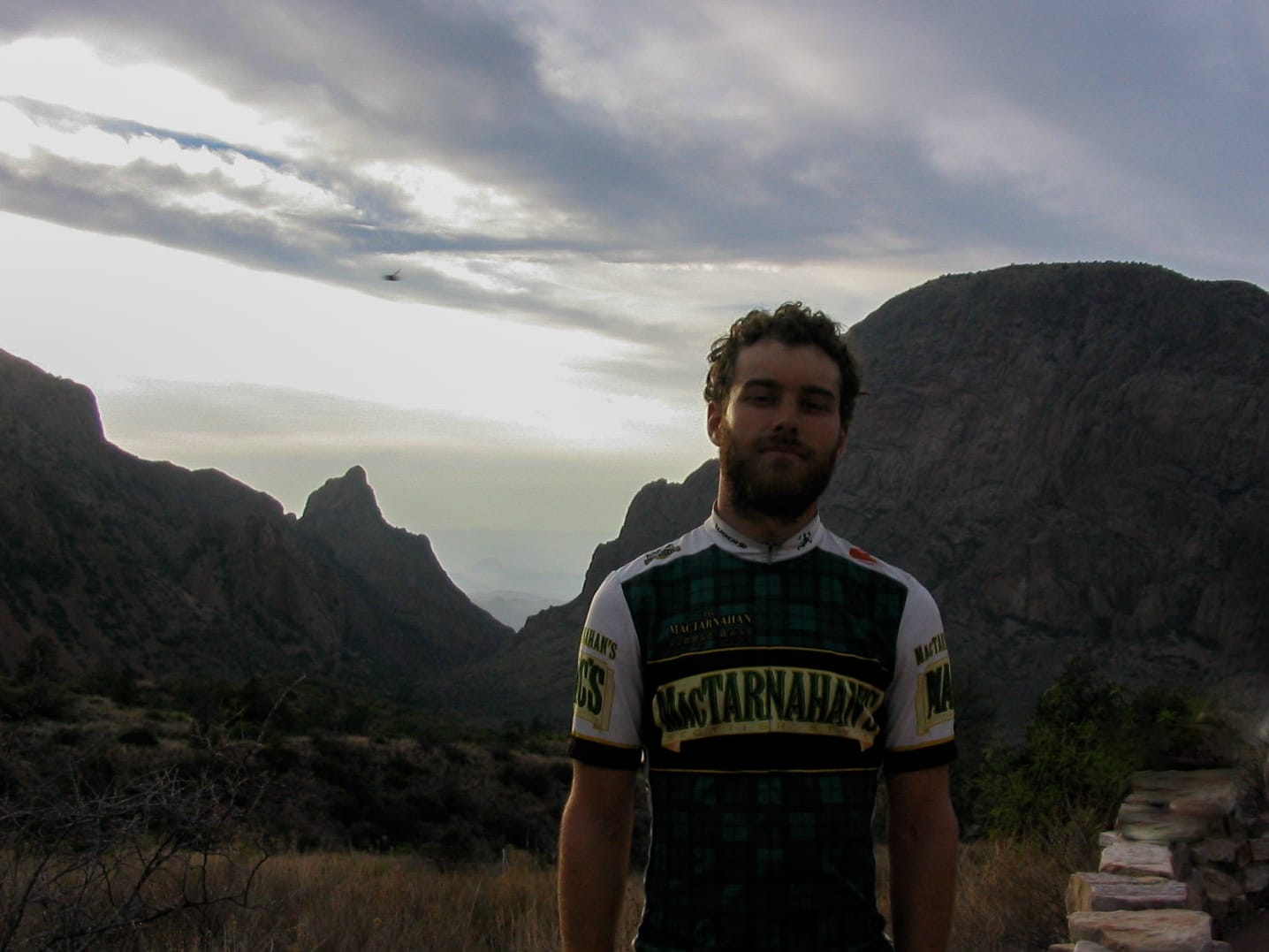 Mickey in front of the Chisos Mountains