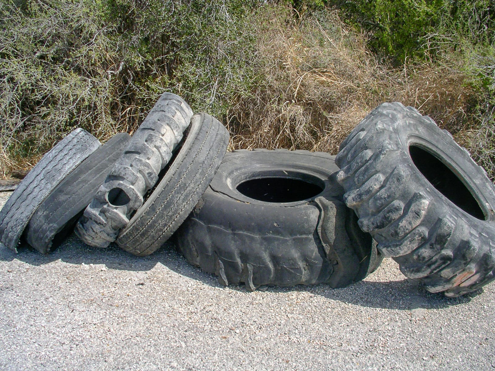 Old tires at a border station